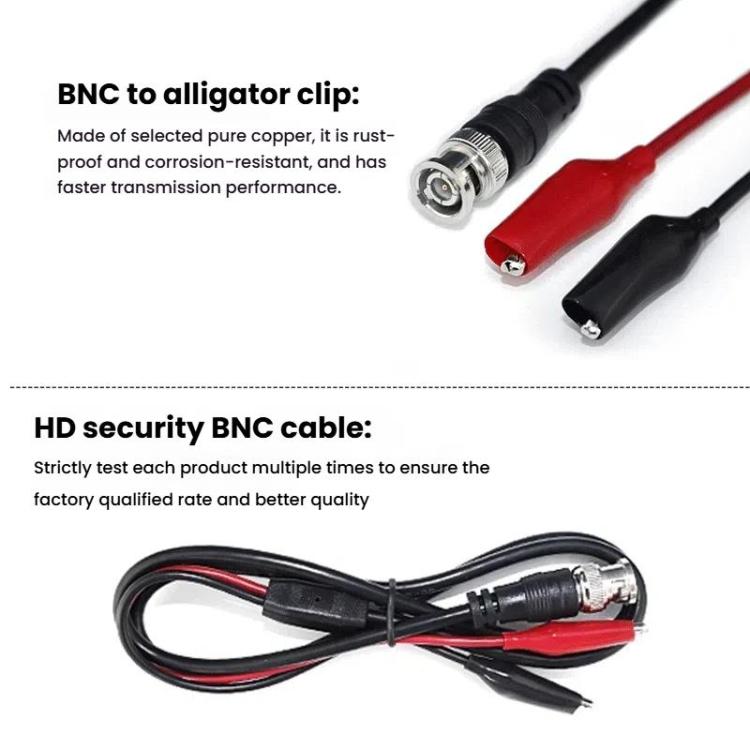 BNC 公頭轉雙鱷魚夾示波器探頭線 Q9 訊號測試線，長度0.5米、1米、1.5米