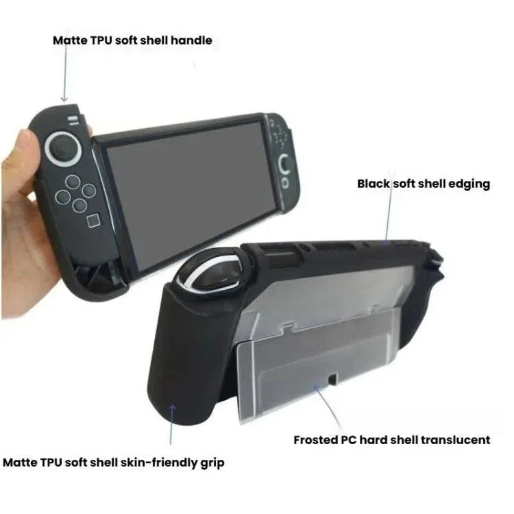 適用於 Nintendo Switch OLED / Joy-Con 2 合 1 保護殼 TPU 保護套 支援