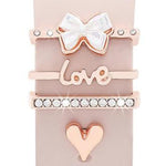 4pcs / Set 22mm Width Smart Watch Silicone Band Decorative Ring Metal Accessories