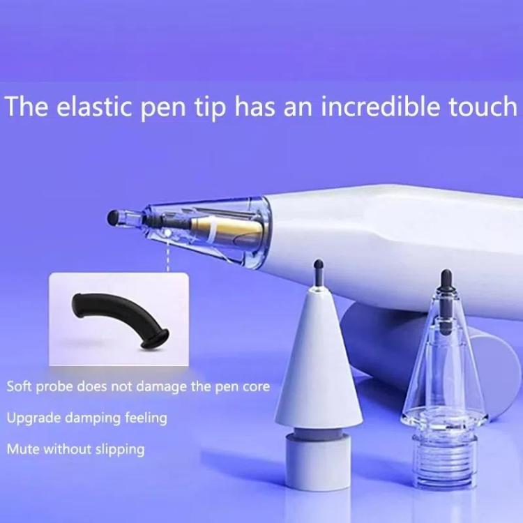 適用於 Apple Pencil 2 / 1 彈性筆尖軟探頭靜音替換筆尖，4B 白色、4B 透明、2B 白色、2B 透明、HB 白色、HB 透明