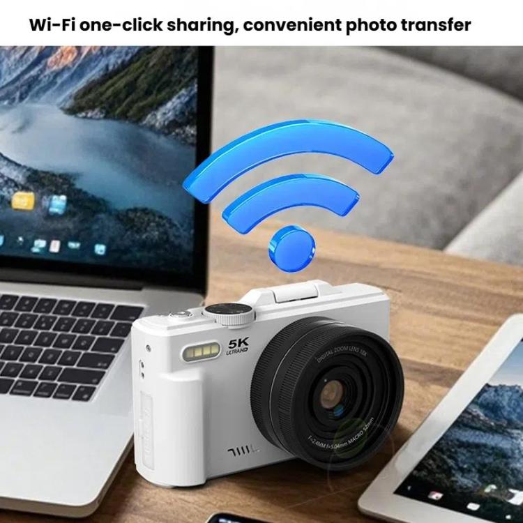 W1 5K 高清數位相機 75MP 18倍數位變焦 WiFi 錄影機 帶翻轉螢幕，W1 白色，W1 黑色