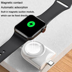 適用於 Apple Watch 1/2/3/4/5/6/7/8/9/10/SE 便攜式磁吸無線充電器 Type-C 智能無線充電器