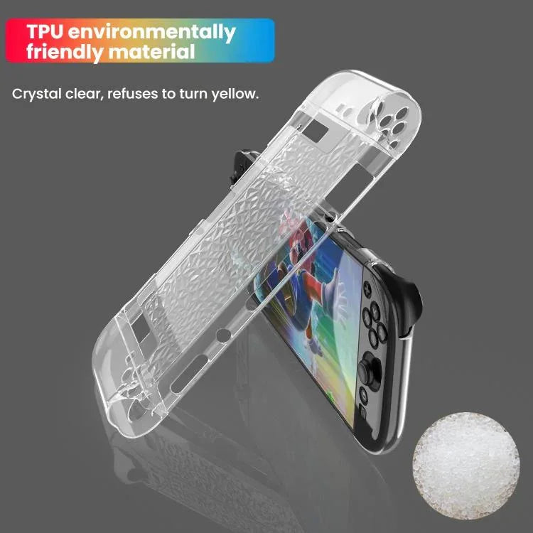 適用於 Nintendo Switch 2 的 TPU+PC 分離透明保護殼 防震外殼，TPU+PC 鑽石分離保護殼