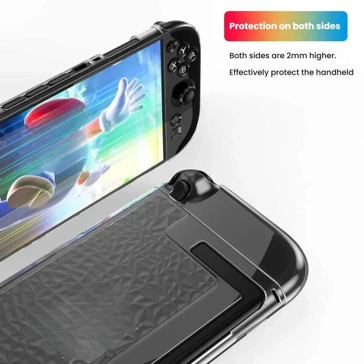 適用於 Nintendo Switch 2 的 TPU+PC 分離透明保護殼 防震外殼，TPU+PC 鑽石分離保護殼