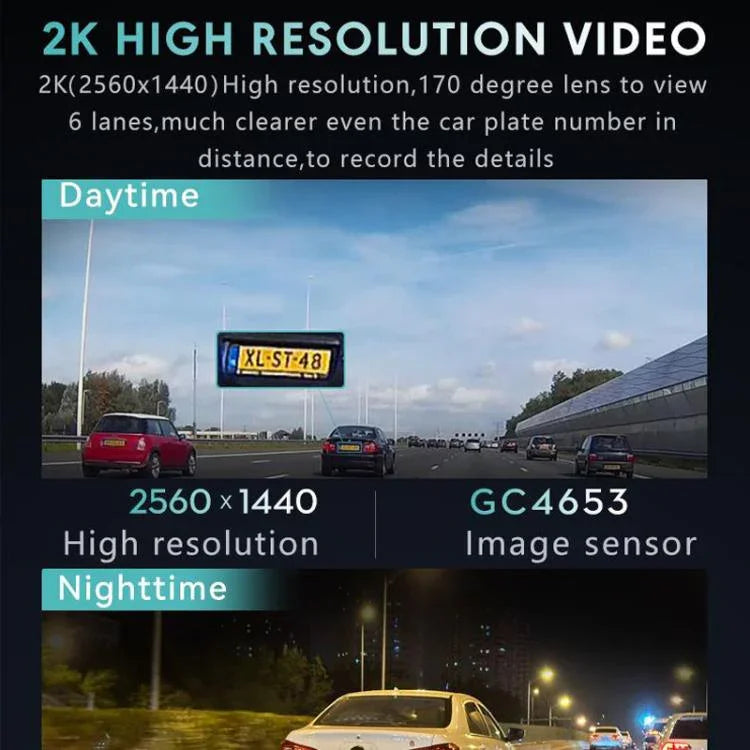 Anytek T2 PRO 3.0 吋 2K 高清夜視錄影機 隱藏式車載攝像頭 前後雙錄，T2 PRO