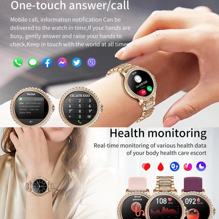 藍牙通話 AI 語音助理生活防水運動智慧手錶，黑色矽膠錶帶，金粉矽膠錶帶，銀灰矽膠錶帶，金屬粗鋼錶帶+粉色矽膠錶帶，銀色粗鋼錶帶+灰色矽膠錶帶