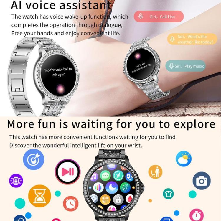 藍牙通話 AI 語音助理生活防水運動智慧手錶，黑色矽膠錶帶，金粉矽膠錶帶，銀灰矽膠錶帶，金屬粗鋼錶帶+粉色矽膠錶帶，銀色粗鋼錶帶+灰色矽膠錶帶