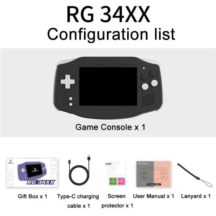 ANBERNIC RG 34XX 掌上遊戲機 經典復古 無線 WIFI 電玩玩家，標準 32G-無遊戲，標準 + 64G，標準 + 128G，標準 + 256G