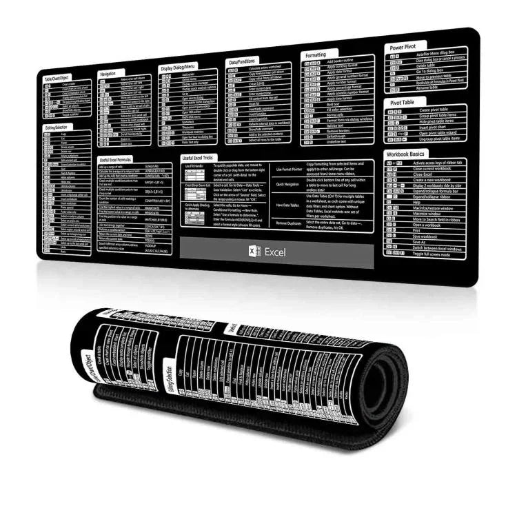 鍵盤快捷鍵桌墊滑鼠墊防滑辦公桌墊，含電腦指令，尺寸：300x600x2mm、300x600x3mm、300x700x2mm、300x700x3mm、300x800x2mm、300x800x3mm、400x800x2mm、400x800x3mm、400x900x2mm