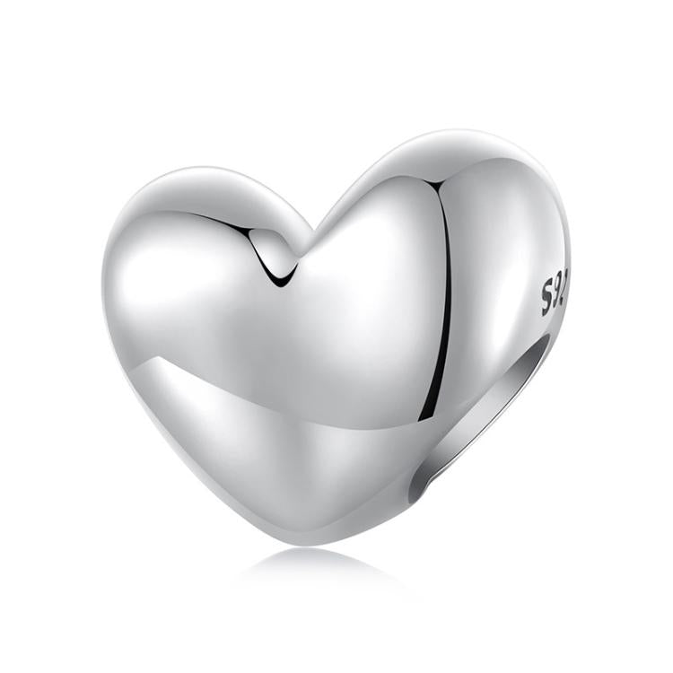 S925 Sterling Silver Glossy Heart Bracelet Beads