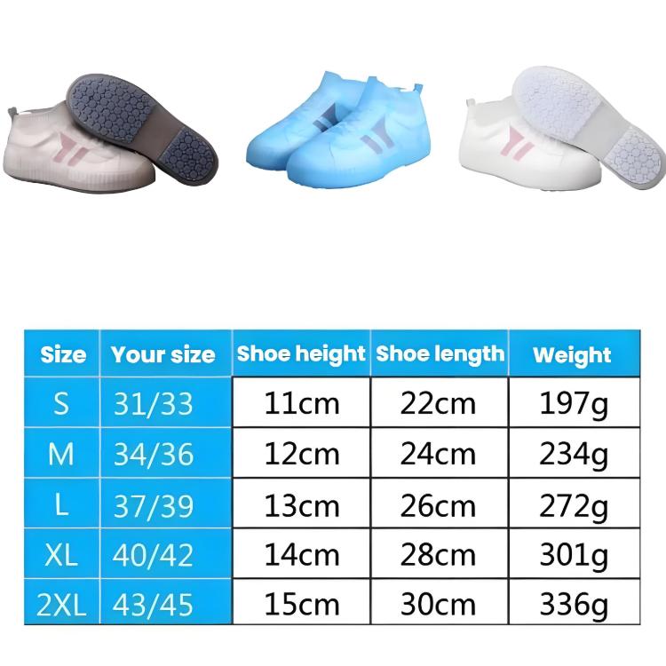 戶外防水防滑加厚耐磨雨鞋套，S 31-33，M 34-36，L 37-39，XL 40-42，XXL 43-45