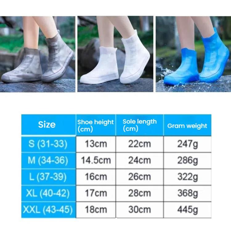 加厚耐磨防水矽膠雨鞋套，S 31-33，M 34-36，L 37-39，XL 40-42，XXL 43-45