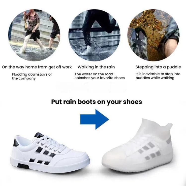 加厚耐磨防水矽膠雨鞋套，S 31-33，M 34-36，L 37-39，XL 40-42，XXL 43-45