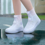 18cm戶外加厚耐磨中筒防雨鞋套，M 34-36，L 37-39，XL 40-42，XXL 43-45，XXXL 46-