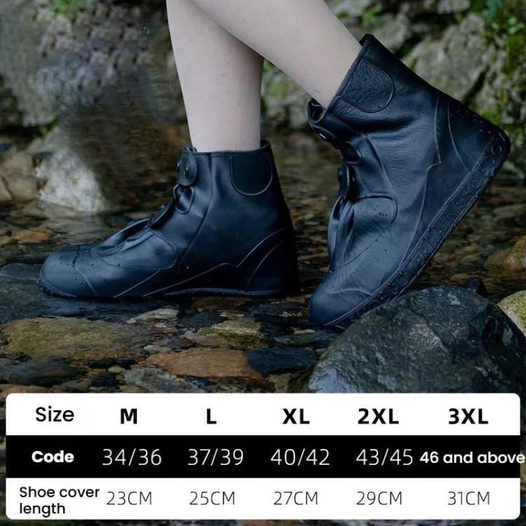 18cm戶外加厚耐磨中筒防雨鞋套，M 34-36，L 37-39，XL 40-42，XXL 43-45，XXXL 46-