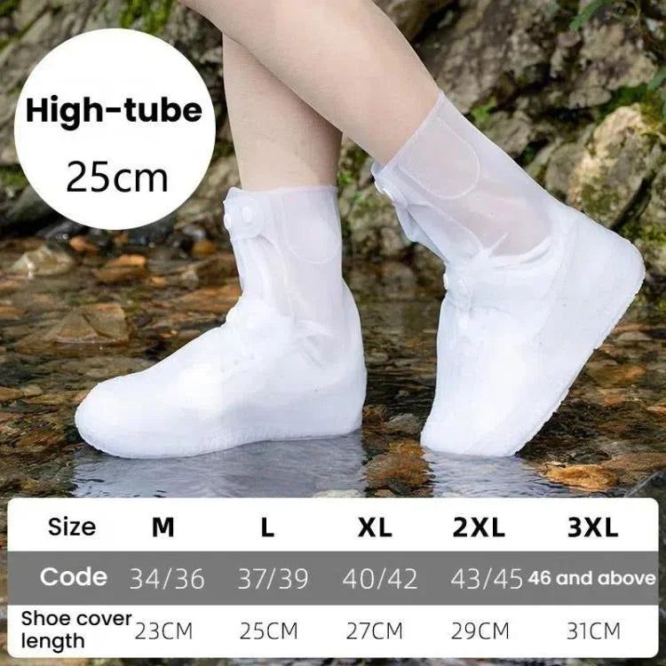 25cm戶外加厚耐磨高筒防雨鞋套，M 34-36，L 37-39，XL 40-42，XXL 43-45，XXXL 45-46