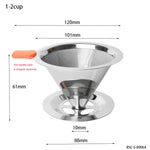 V60不鏽鋼咖啡濾網帶底座，適用手沖沖泡，1-2杯300目，1-3杯300目，1-4杯300目，1-4杯600目，1-6杯600目，1-8杯300目