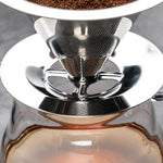 V60不鏽鋼咖啡濾網帶底座，適用手沖沖泡，1-2杯300目，1-3杯300目，1-4杯300目，1-4杯600目，1-6杯600目，1-8杯300目