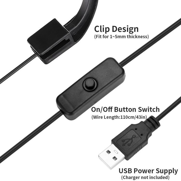 5W 藍白水族LED夾燈含12顆LED USB供電迷你魚缸燈適用水草、小型魚缸，220V，110V