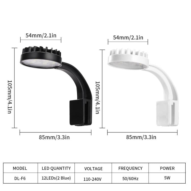 5W 藍白水族LED夾燈含12顆LED USB供電迷你魚缸燈適用水草、小型魚缸，220V，110V