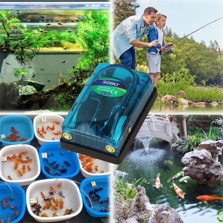 220-240V 透明超靜音水族氣泵，SOBO SB-248A 3W 單孔，SOBO SB-348A 5W 雙孔