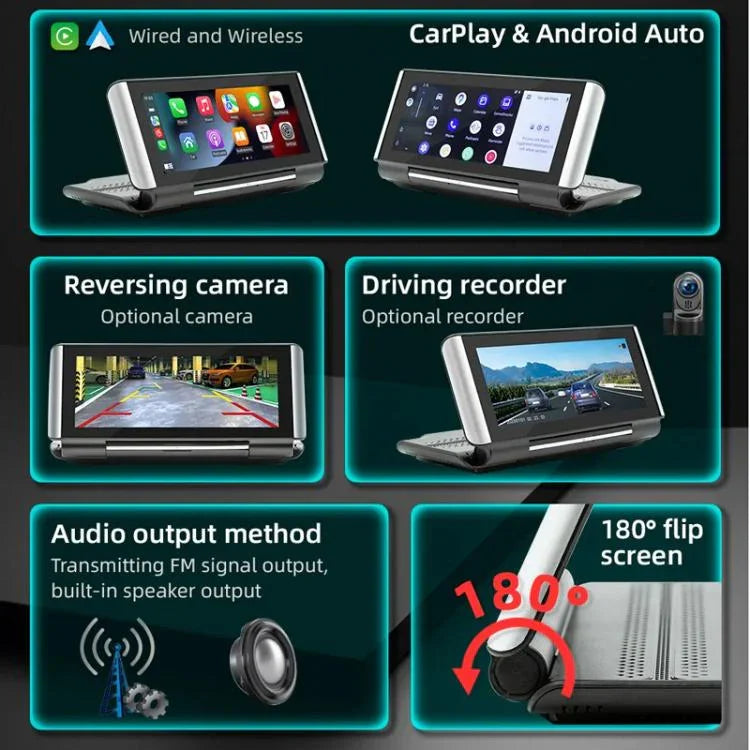 6.86吋可折疊便攜藍牙車載MP5播放器 支援MirrorLink/CarPlay/Android Auto，B5370，B5370+4LED倒車攝像頭，B5370+8LED倒車攝像頭，B5370+12LED倒車攝像頭