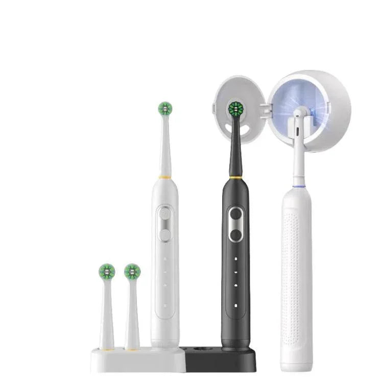 成人充電式電動牙刷 4200 轉/分鐘旋轉刷頭 IPX8 防水 感應充電，消毒白色，消毒黑色，普通白色，普通黑色