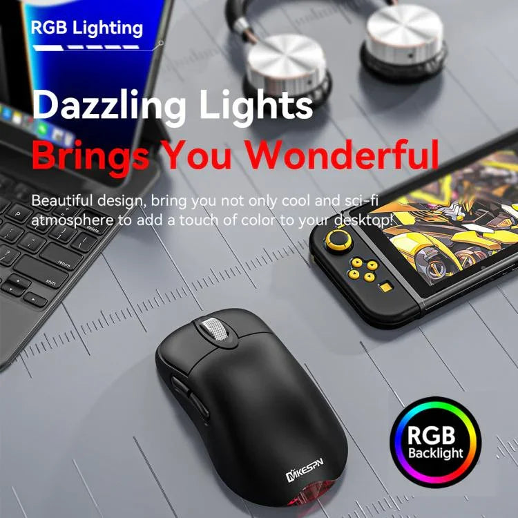 三模無線遊戲滑鼠 24000 DPI，6 種 RGB 燈光模式，可充電，宏指令可編程，黑色、白色、粉色，無線充電黑色、無線充電白色、無線充電粉色