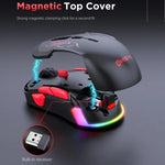 MKESPN W12 Tri-Mode 5-Channel Gaming Mouse 10-Key 10000 DPI Ambidextrous Design RGB Macro Mouse, W12 Blue, W12 Red