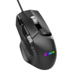 MKESPN X13 RGB 全速有線遊戲滑鼠 12400 DPI，10 鍵雙滾輪搖擺宏指令可編程滑鼠，X13