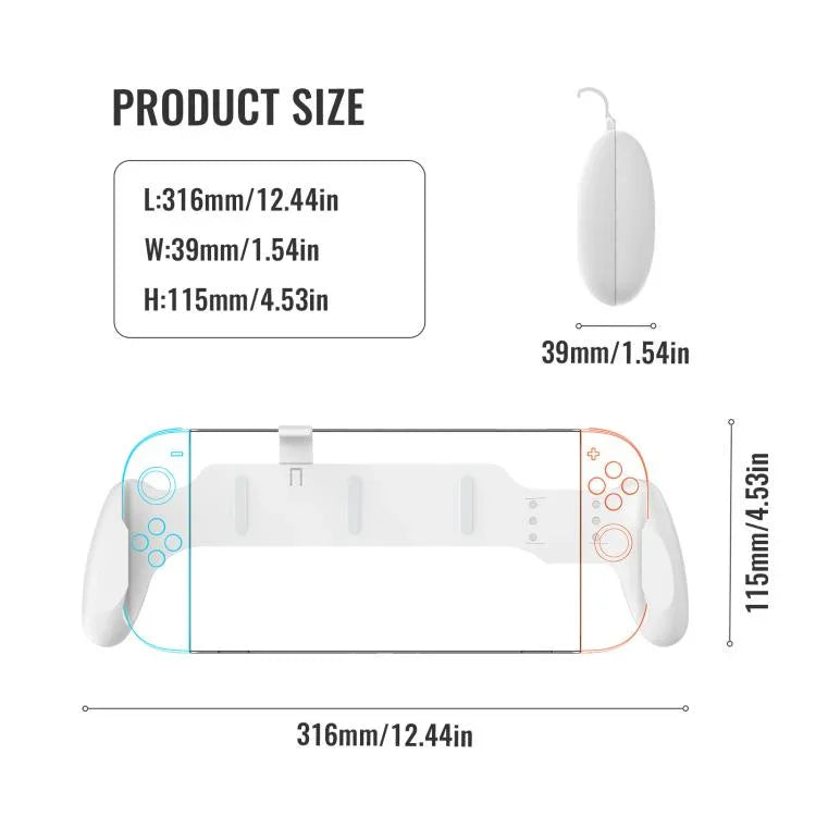 適用於 Nintendo Switch 2 / Switch / Switch OLED 人體工學防滑握把，JYS-NS2297 黑色，JYS-NS2297 白色