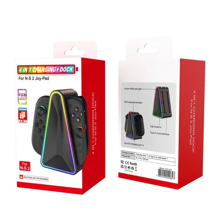 適用於 Nintendo Switch 2 4 合 1 手柄充電收納底座，YZC-520 充電底座