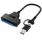 USB 3.0/USB-C 轉 SATA 22針轉接線，適用 2.5 吋筆記型電腦硬碟/固態硬碟，25公分