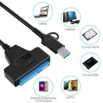 USB 3.0/USB-C 轉 SATA 22針轉接線，適用 2.5 吋筆記型電腦硬碟/固態硬碟，25公分