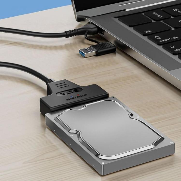 USB 3.0/USB-C 轉 SATA 22針轉接線，適用 2.5 吋筆記型電腦硬碟/固態硬碟，25公分