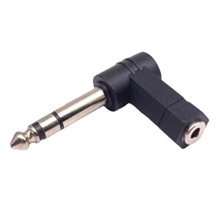 6.35mm 轉 3.5mm 插頭 90度耳機麥克風音訊轉接器，6.35mm 轉 3.5mm