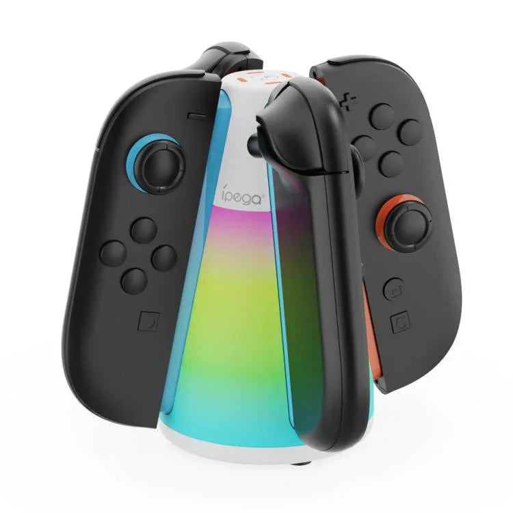 適用於 Nintendo Switch 2 Joy-Con 控制器的 ipega 4 合 1 充電座 四合一充電站，帶 RGB 燈