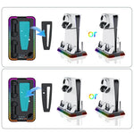 適用於 PS5 Pro / PS5 Slim / PS5 多功能散熱底座，雙手柄充電座，YH66S 鋼琴款彩色燈白色，YH66S 鋼琴款彩色燈黑色，YH66 白色，YH66 黑白色，YH66 黑色