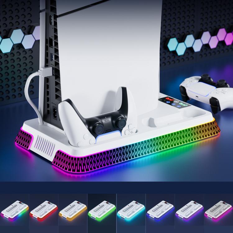 適用於 PS5 Pro / PS5 Slim / PS5 多功能散熱底座，雙手柄充電座，YH66S 鋼琴款彩色燈白色，YH66S 鋼琴款彩色燈黑色，YH66 白色，YH66 黑白色，YH66 黑色