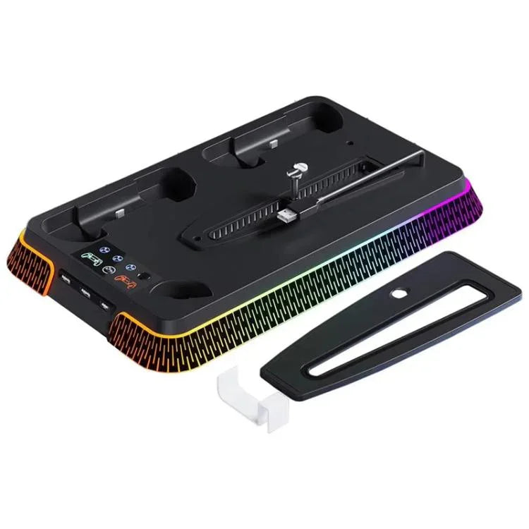 適用於 PS5 Pro / PS5 Slim / PS5 多功能散熱底座，雙手柄充電座，YH66S 鋼琴款彩色燈白色，YH66S 鋼琴款彩色燈黑色，YH66 白色，YH66 黑白色，YH66 黑色