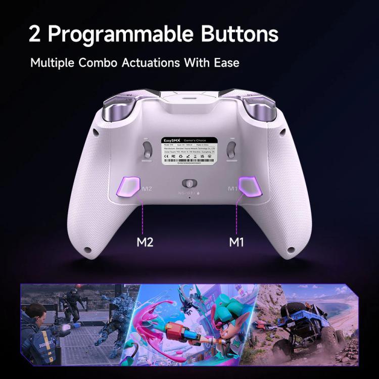 EasySMX D10 無線遊戲手柄，雙模式扳機與 TMR 霍爾效應搖桿，PC/Switch/手機/Steam 充電底座