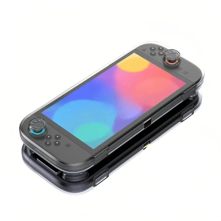 適用於 Nintendo Switch 2 主機水晶收納盒，防刮旅行盒，14 卡槽，主機盒透明白色，主機盒透明黑色