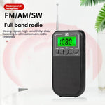便攜 FM/AM/SW 多頻段高靈敏度時鐘控制收音機播放器，適用歐盟，適用美國