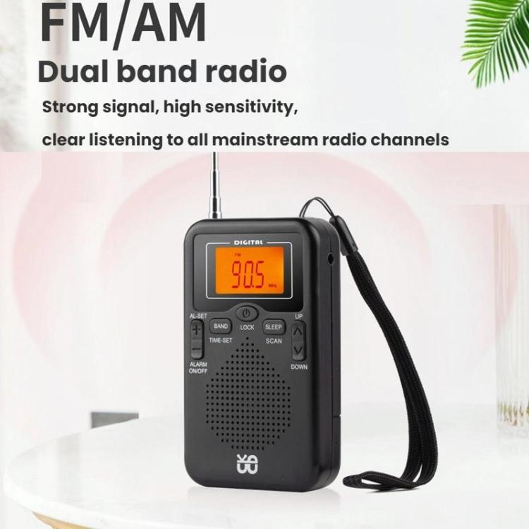 便攜 FM/AM 時鐘控制立體聲口袋收音機播放器，適用歐盟，適用美國
