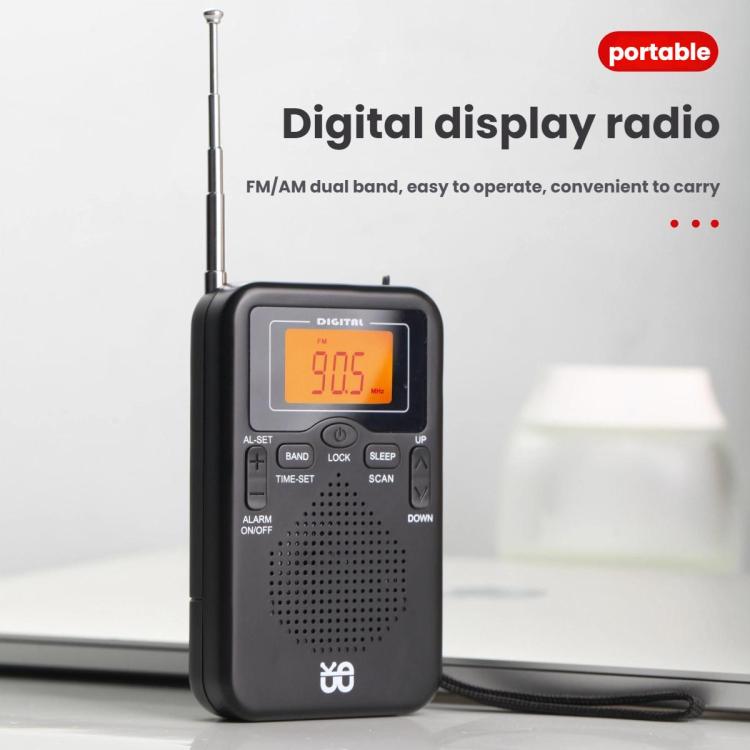 便攜 FM/AM 時鐘控制立體聲口袋收音機播放器，適用歐盟，適用美國