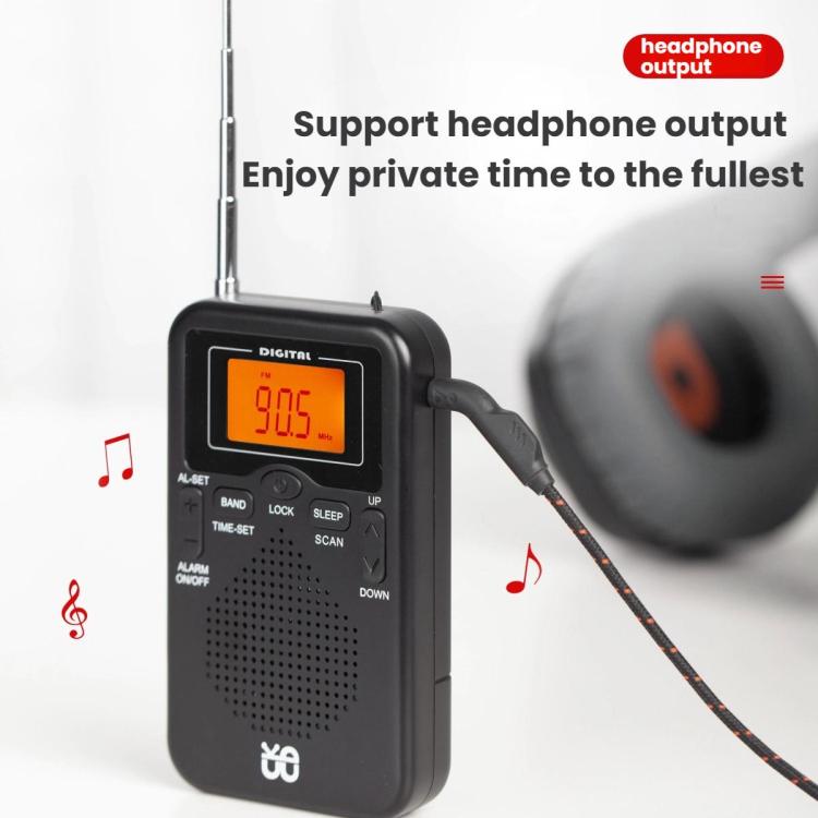 便攜 FM/AM 時鐘控制立體聲口袋收音機播放器，適用歐盟，適用美國