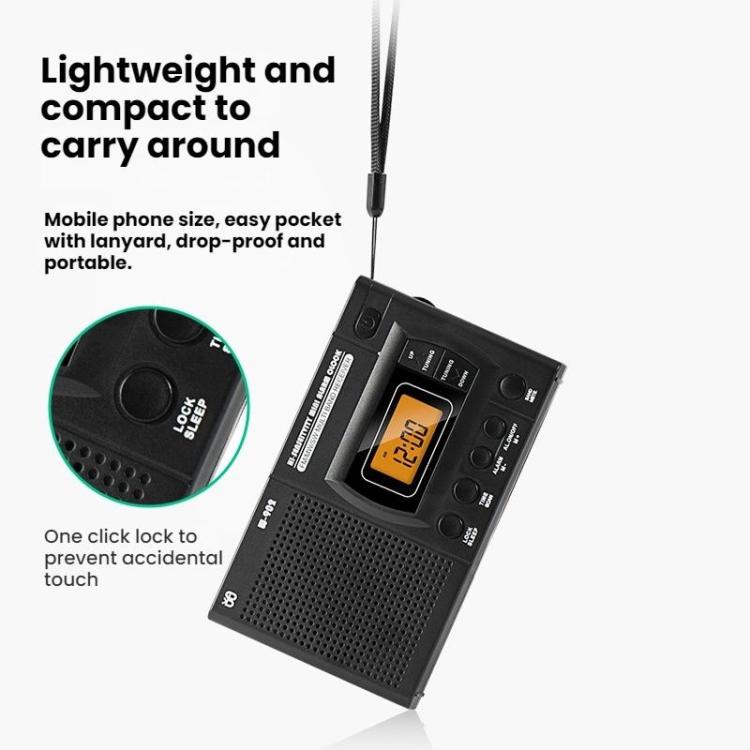 FM/AM/SW 全頻段便攜時鐘 LCD 時鐘控制收音機播放器，適用歐盟，適用美國