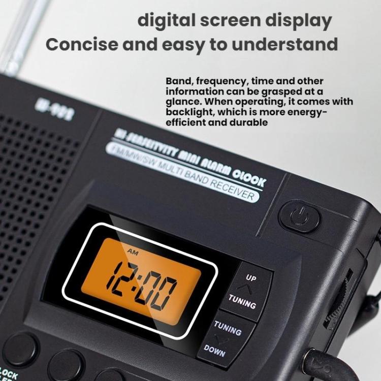 FM/AM/SW 全頻段便攜時鐘 LCD 時鐘控制收音機播放器，適用歐盟，適用美國