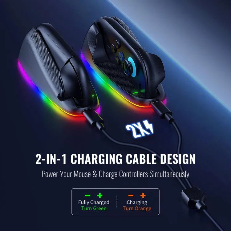 適用於Nintendo Switch 2 JYS手柄滑鼠磁吸充電座帶環境燈光，JYS-NS2320