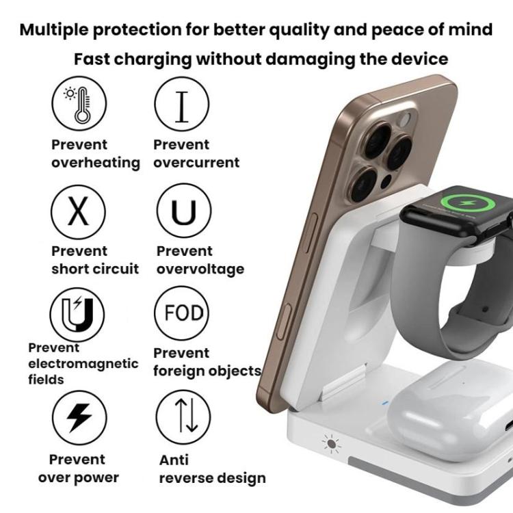 G12 磁吸三合一直立無線充電器 適用 Apple iPhone／AirPods／Apple Watch
